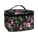 Vintage Floral Hummingbird Print Travel Makeup Bag