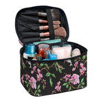 Vintage Floral Hummingbird Print Travel Makeup Bag