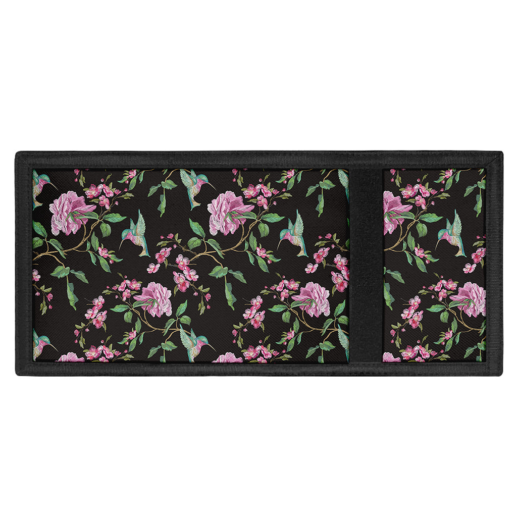 Vintage Floral Hummingbird Print Trifold Wallet