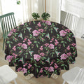 Vintage Floral Hummingbird Print Waterproof Round Tablecloth