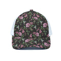 Vintage Floral Hummingbird Print White Mesh Trucker Hat