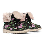 Vintage Floral Hummingbird Print Winter Boots