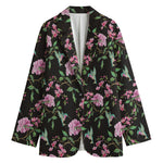 Vintage Floral Hummingbird Print Women's Blazer