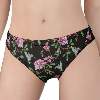 Vintage Floral Hummingbird Print Women's Panties