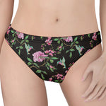 Vintage Floral Hummingbird Print Women's Thong