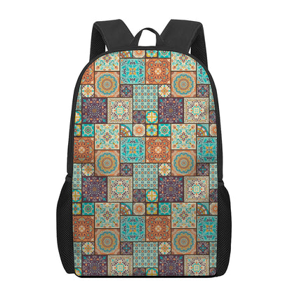 Vintage Floral Patchwork Pattern Print 17 Inch Backpack