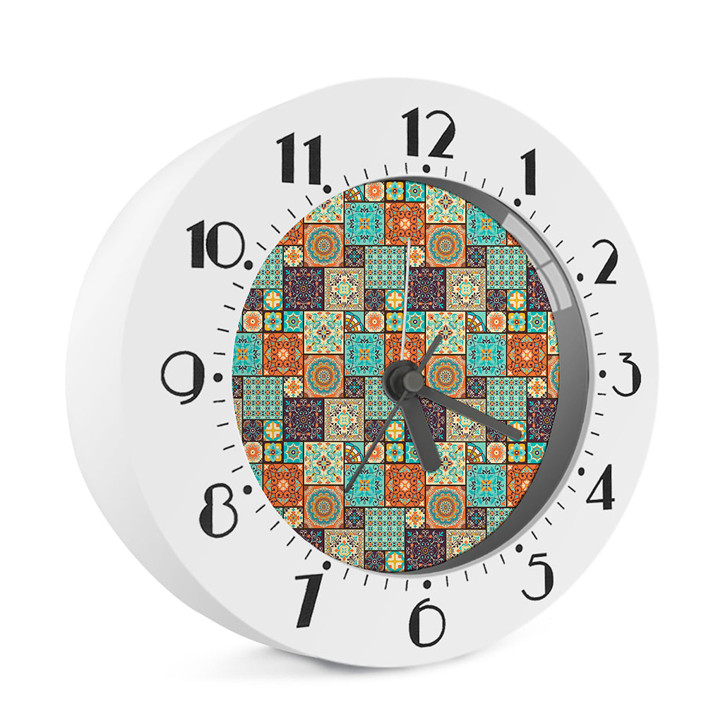 Vintage Floral Patchwork Pattern Print Alarm Clock