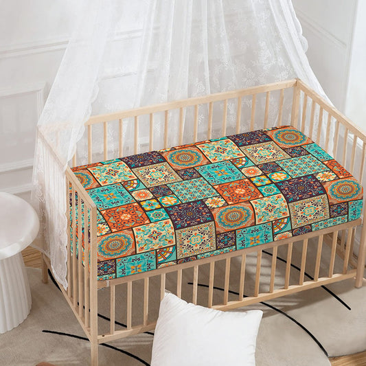 Vintage Floral Patchwork Pattern Print Baby Crib Sheet