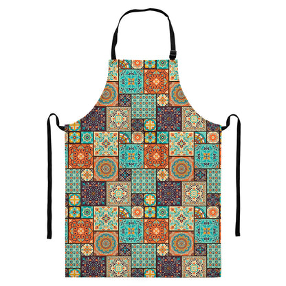 Vintage Floral Patchwork Pattern Print Bib Apron With Pocket