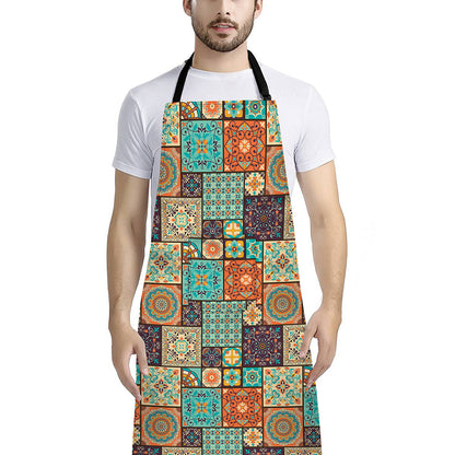 Vintage Floral Patchwork Pattern Print Bib Apron With Pocket