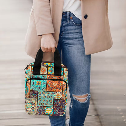 Vintage Floral Patchwork Pattern Print Bible Tote Bag