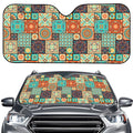 Vintage Floral Patchwork Pattern Print Car Windshield Sun Shade