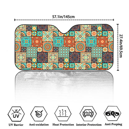Vintage Floral Patchwork Pattern Print Car Windshield Sun Shade