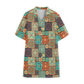 Vintage Floral Patchwork Pattern Print Cotton Hawaiian Shirt