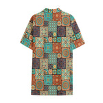 Vintage Floral Patchwork Pattern Print Cotton Hawaiian Shirt