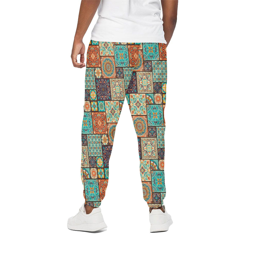 Vintage Floral Patchwork Pattern Print Cotton Pants