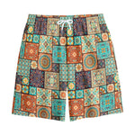 Vintage Floral Patchwork Pattern Print Cotton Shorts