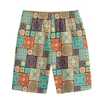 Vintage Floral Patchwork Pattern Print Cotton Shorts