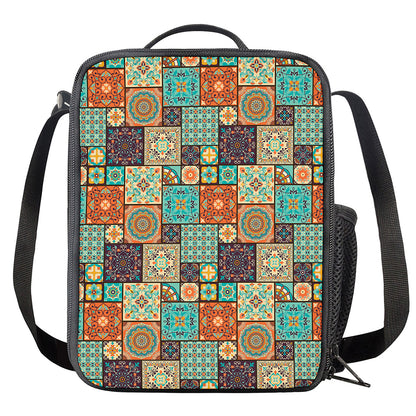 Vintage Floral Patchwork Pattern Print Crossbody Lunch Bag