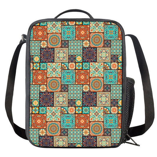 Vintage Floral Patchwork Pattern Print Crossbody Lunch Bag