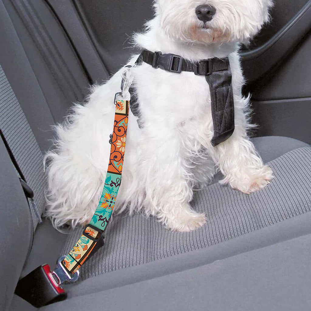 Vintage Floral Patchwork Pattern Print Dog Seat Belt