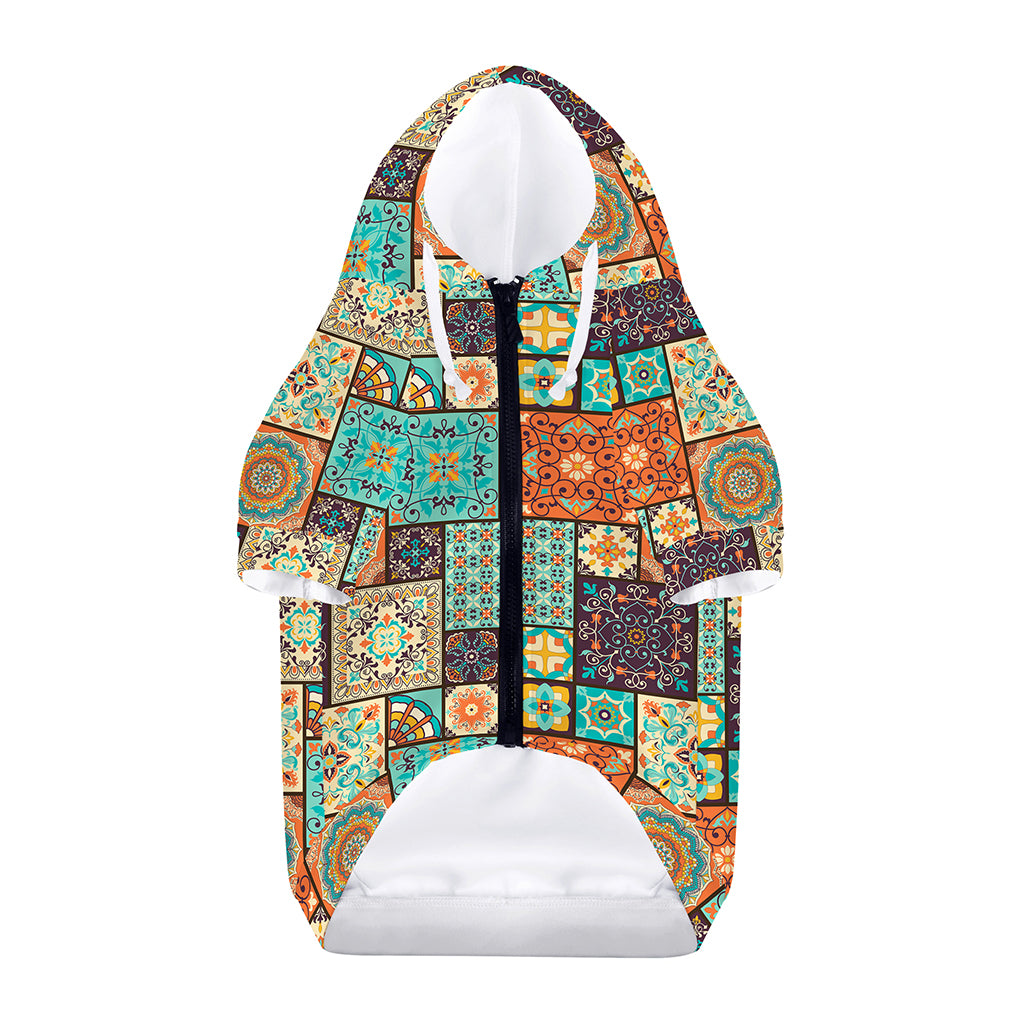 Vintage Floral Patchwork Pattern Print Dog Zip Up Hoodie