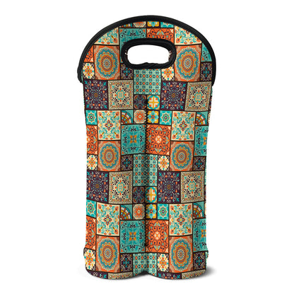 Vintage Floral Patchwork Pattern Print Double Neoprene Wine Tote