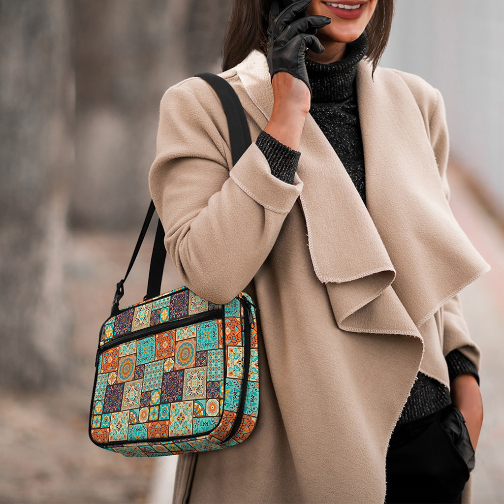 Vintage Floral Patchwork Pattern Print Double Strap Bible Bag