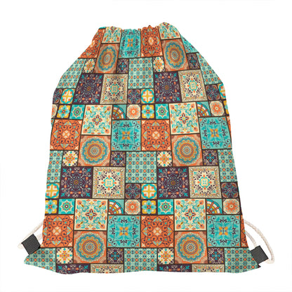 Vintage Floral Patchwork Pattern Print Drawstring Bag