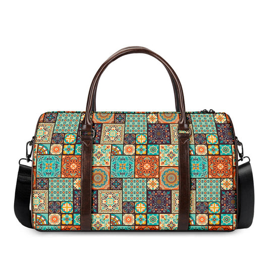 Vintage Floral Patchwork Pattern Print Duffle Bag