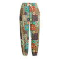 Vintage Floral Patchwork Pattern Print Fleece Lined Knit Pants