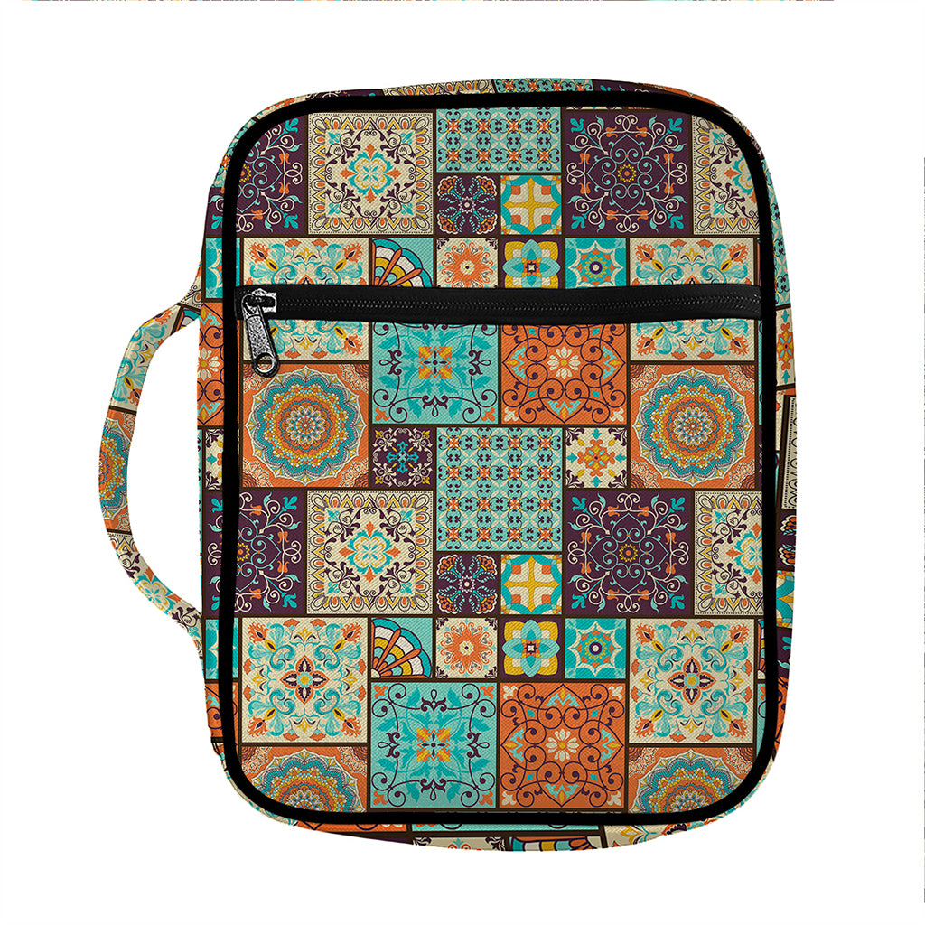 Vintage Floral Patchwork Pattern Print Front Pocket Bible Bag