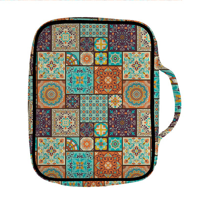 Vintage Floral Patchwork Pattern Print Front Pocket Bible Bag