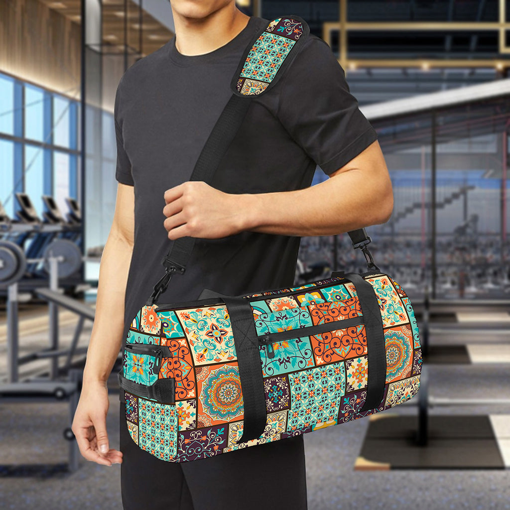 Vintage Floral Patchwork Pattern Print Gym Bag