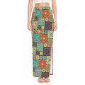 Vintage Floral Patchwork Pattern Print High Slit Maxi Skirt