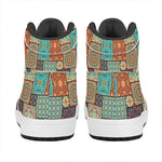 Vintage Floral Patchwork Pattern Print High Top Leather Sneakers