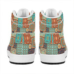 Vintage Floral Patchwork Pattern Print High Top Leather Sneakers