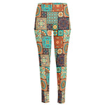 Vintage Floral Patchwork Pattern Print High-Waisted Pocket Leggings