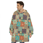 Vintage Floral Patchwork Pattern Print Hoodie Blanket