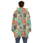 Vintage Floral Patchwork Pattern Print Hoodie Blanket