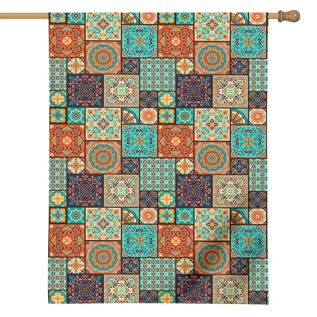 Vintage Floral Patchwork Pattern Print House Flag