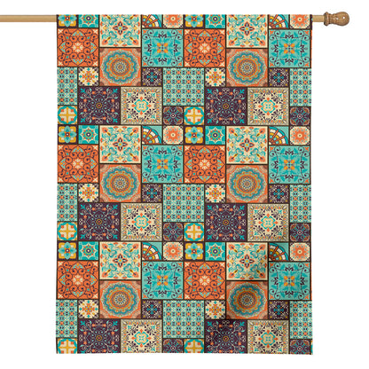 Vintage Floral Patchwork Pattern Print House Flag