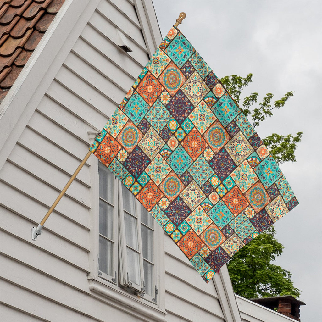 Vintage Floral Patchwork Pattern Print House Flag