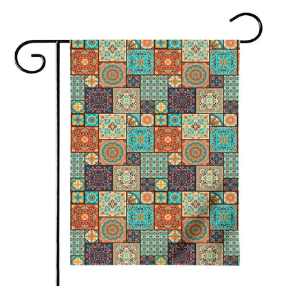 Vintage Floral Patchwork Pattern Print House Flag
