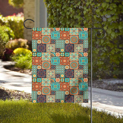 Vintage Floral Patchwork Pattern Print House Flag