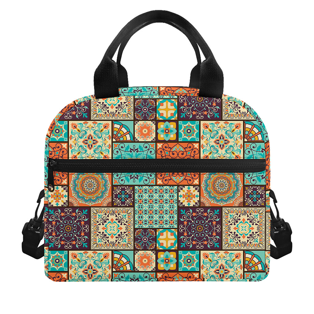 Vintage Floral Patchwork Pattern Print Insulated Lunch Bag