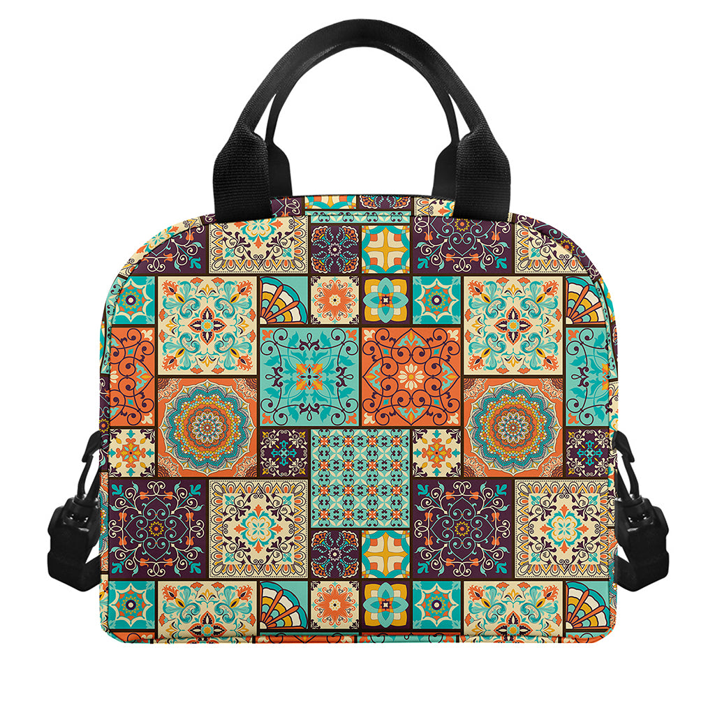 Vintage Floral Patchwork Pattern Print Insulated Lunch Bag