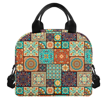 Vintage Floral Patchwork Pattern Print Insulated Lunch Bag