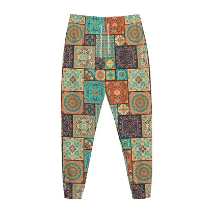 Vintage Floral Patchwork Pattern Print Jogger Pants