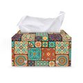 Vintage Floral Patchwork Pattern Print Leather Tissue Box Cover